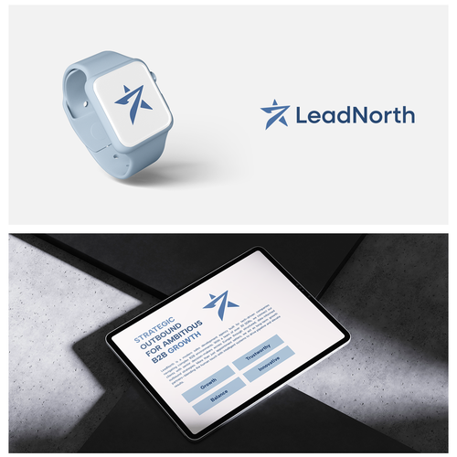 North design with the title 'Strategic logo & identity for tech sales agency rebranding'