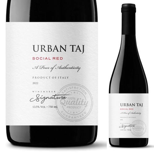 Design label with the title 'Wine Label Urban Taj'