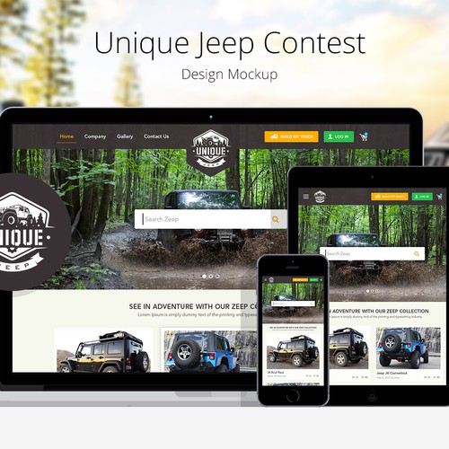 Jeep design with the title 'Website Design for Unique Jeep'