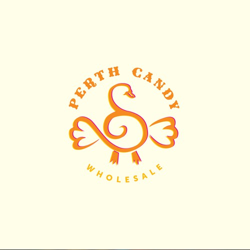 Swan design with the title 'Perth Candy Wholesale'