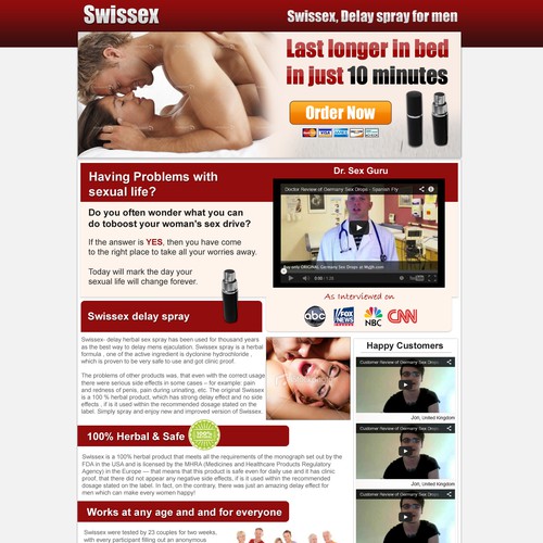 Sales page design with the title 'Landing SALES Page for Swissex'