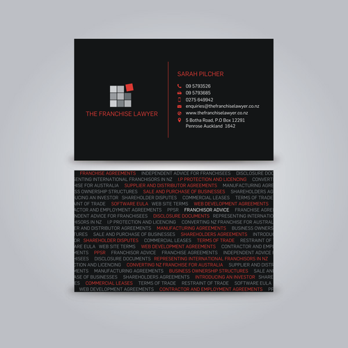 Square design with the title 'Create a sophisticated look for a modern law firm specializing in franchising'