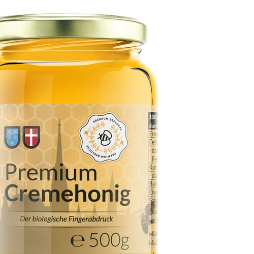 Honeycomb design with the title 'Label for Premium Beelocal'