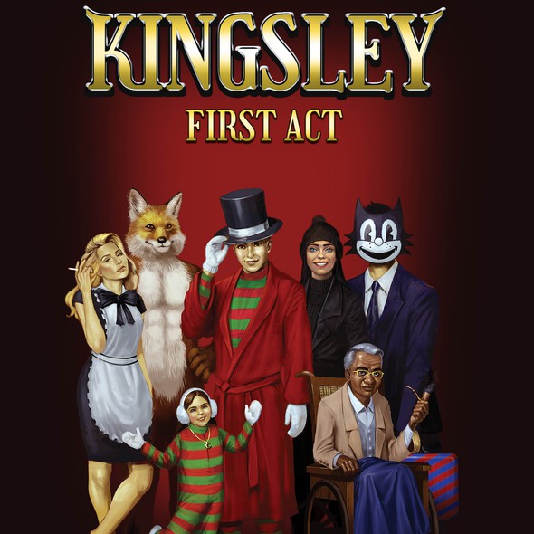 Thriller book cover with the title 'Kingsley: First Act (Character-Focused, Movie Poster Style)'