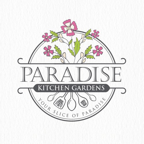 Gardening logo with the title 'Creative logo for Paradise Kitchen Garden'