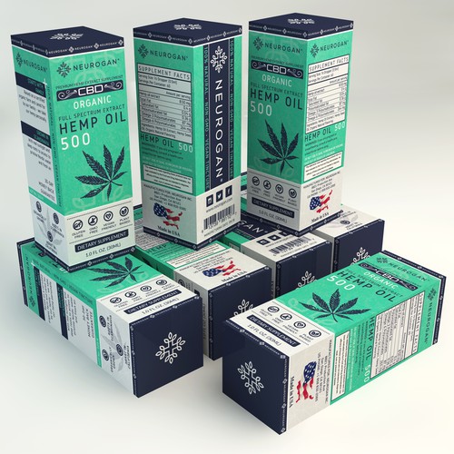 Hemp packaging with the title 'Outer Retail Packaging for CBD Oil.'