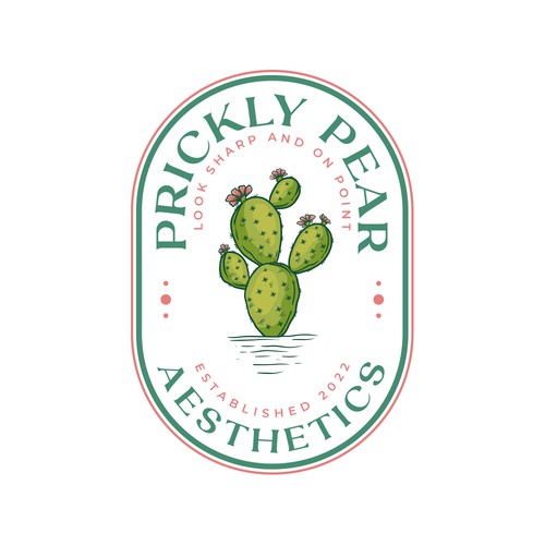 Cactus logo with the title 'Prickly Pear Aesthetics'
