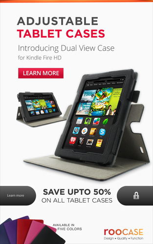 Tablet design with the title 'Create a banner ad to be displayed on Amazon Kindle Tablet with Special Offers'