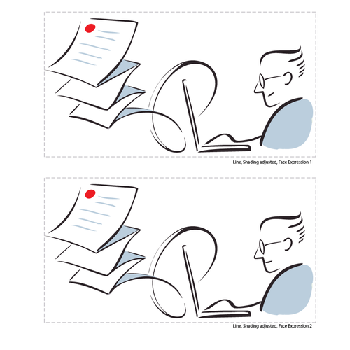 Line art illustration with the title 'Attorney Vector illustration'