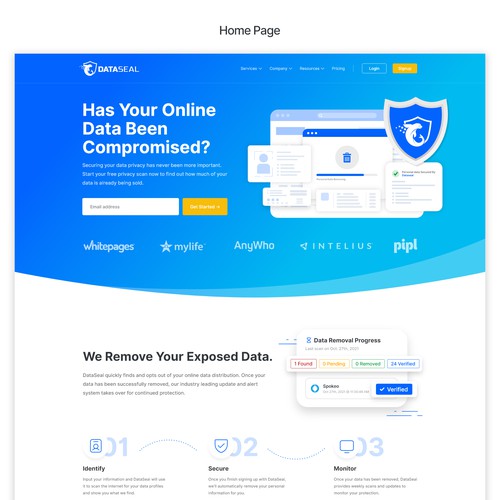Creative website with the title 'Home page and Dashboard Design for dataseal.io'