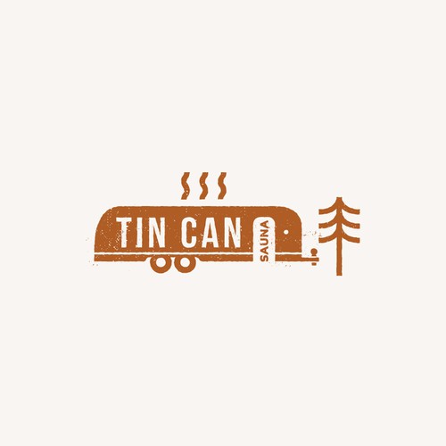 Brown and pink logo with the title 'Rustic logo for a sauna brand in Canada'