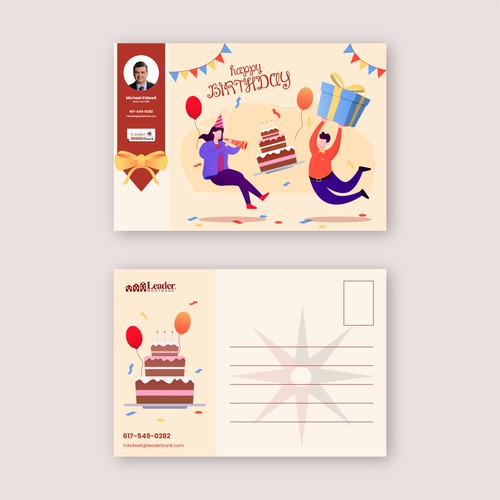 Family artwork with the title 'Birthday Pary Postcard'