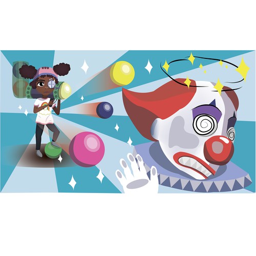 Clown design with the title 'Game art'