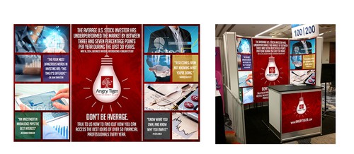 Advertising design with the title 'Guaranteed Prize: Help us design our trade show booth'