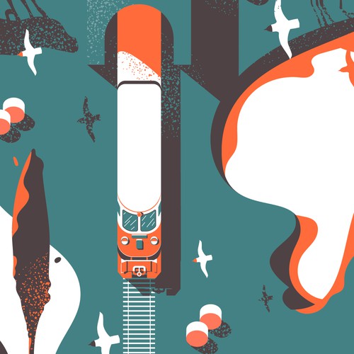 Magazine artwork with the title 'Dreamy train'