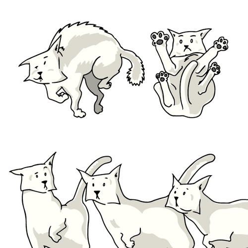 Cat illustration with the title 'Create cartoon like animation for fun mobile game.'