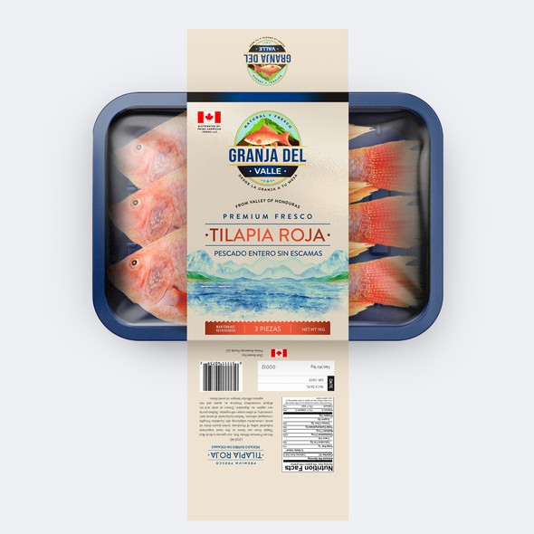 Salmon design with the title 'package and Logo design'