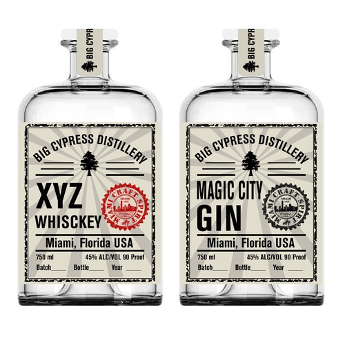 Gin label with the title 'Magic City Gin'