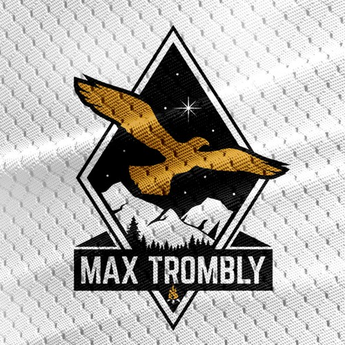 Flying bird design with the title 'Max Trombly'