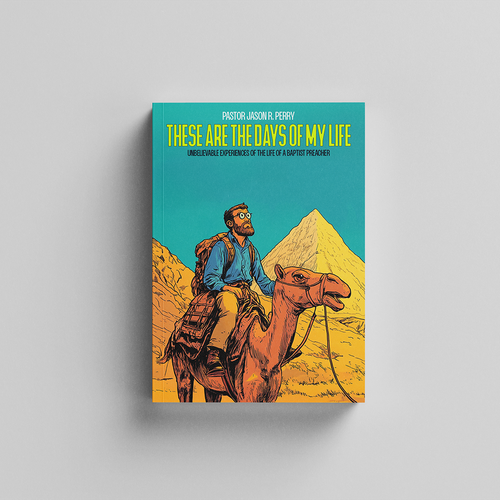 Comic book cover with the title 'Designing a light, comical read about the crazy life of a baptist preacher'