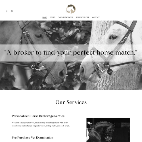 Eshop design with the title 'Your Tack Match - Horse Brokerage'