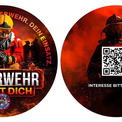 Coaster design with the title 'Feuerwehr Sucht Dich'