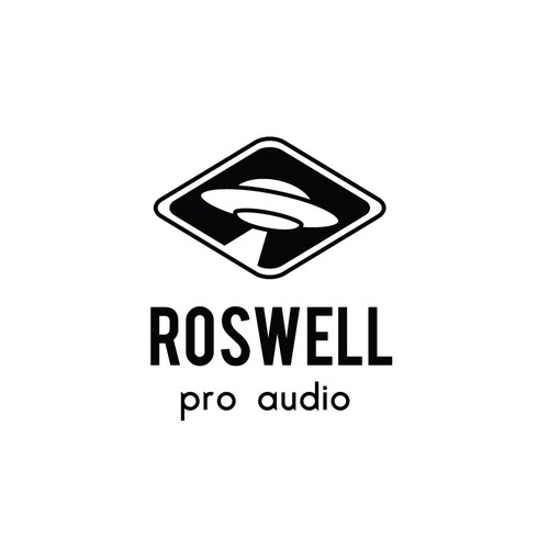 UFO logo with the title 'Create a fun, engrave-able logo badge for a new pro audio company'