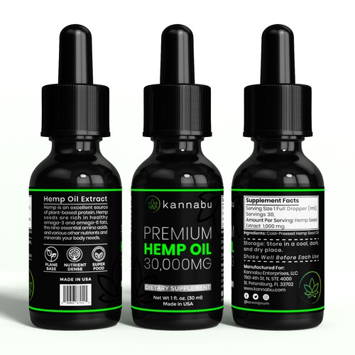 Hemp label with the title 'Dropper bottles label design'