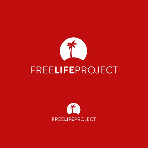 Palm tree design with the title 'Logo Design Free Life Project'