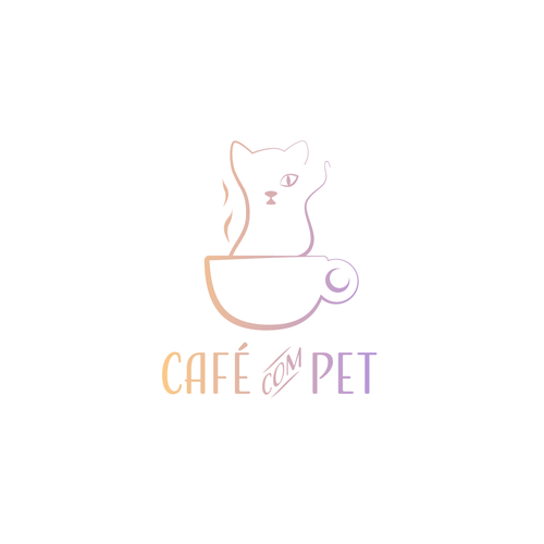 Teacup design with the title 'Café com Pet'