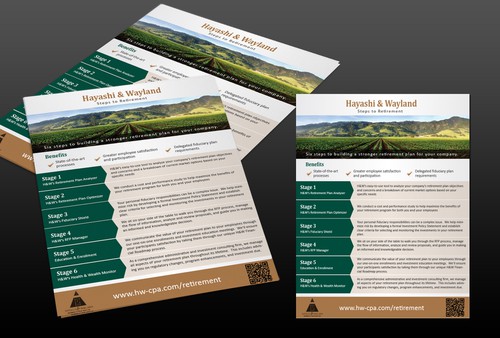 Retirement design with the title 'Flyer for Hayashi & Wayland Retirement Plan Services'