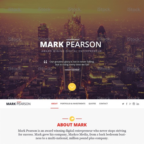 Parallax website with the title 'Personal Website Design for MarkPearson.com'