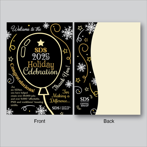 New Year's design with the title 'Holiday Postcard'