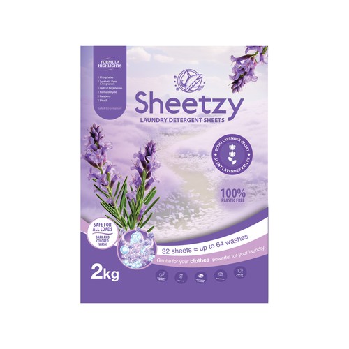 Art packaging with the title 'Sheetzy Laundry Product Label'