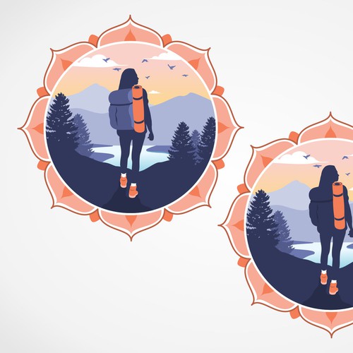 Yoga mat design with the title 'Logo and Illustration for Yoga Camping '