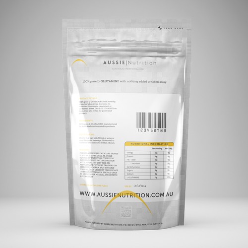 Nutrition packaging with the title 'Label design for sports nutrition'