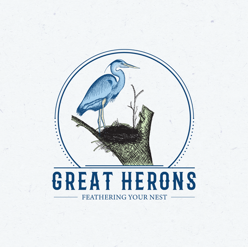 Heron design with the title 'Vintage and Antique Dealers and Interior Designers that appeal to the east coastal towns and buyers.'