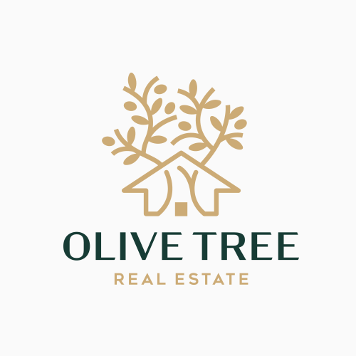 Olive tree design with the title 'Logo designs for Olive Tree Real Estate.'