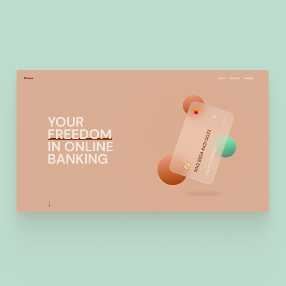 Credit card design with the title 'Hero Section Online Banking Service'