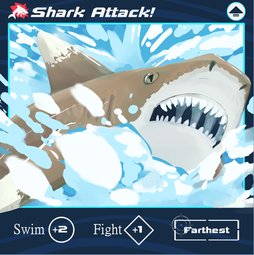 Ocean artwork with the title 'Shark Card Design'
