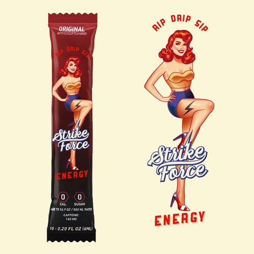 Energy drink design with the title ' Vintage Pinup Girl Logo'