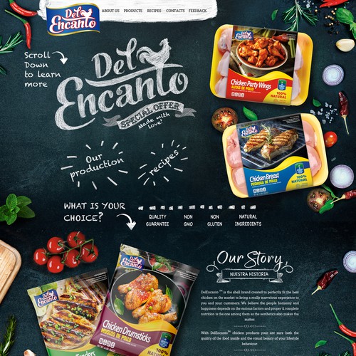Food website with the title 'Web page design'