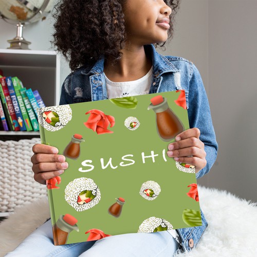 Book cover artwork with the title 'Sushi Illustration'