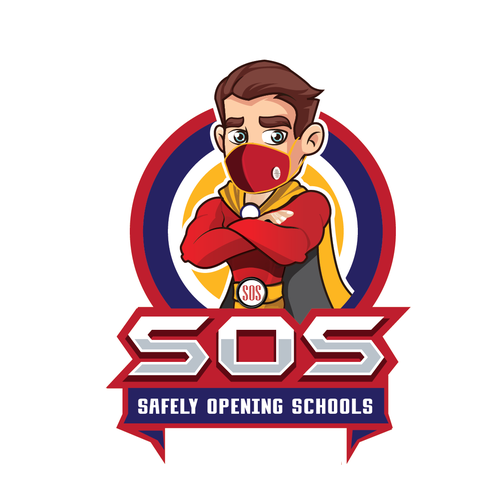 Superhero brand with the title 'SOS - Safely Opening Schools'
