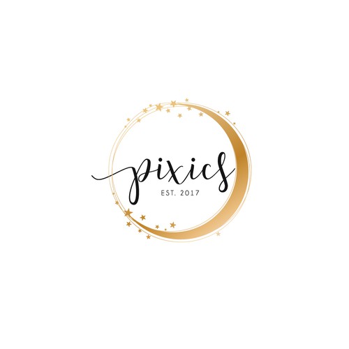 Crescent logo with the title 'Logo Design for Pixics'