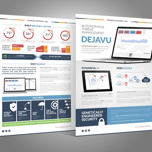 Handout design with the title 'Updated sales brochure for hi-tech machine learning startup'