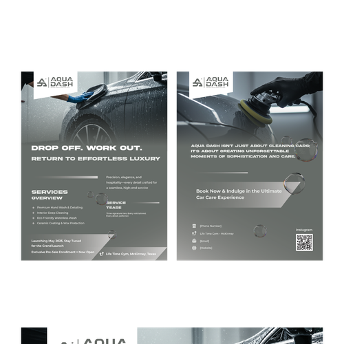 Car wash design with the title 'Flyer design for aqua dash'