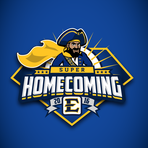 Superhero logo with the title 'Super Homecoming 2016'