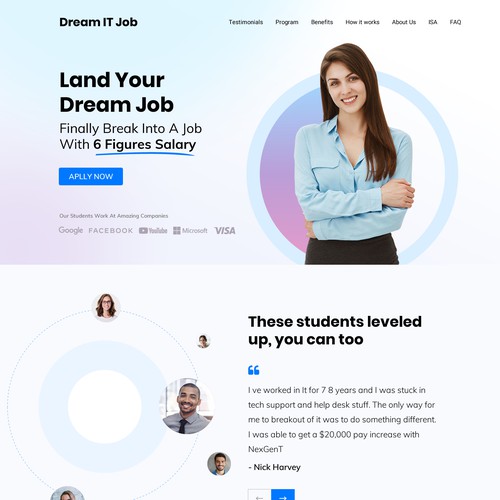 IT website with the title 'Super inspirational site for helping IT professionals land their dream job!'