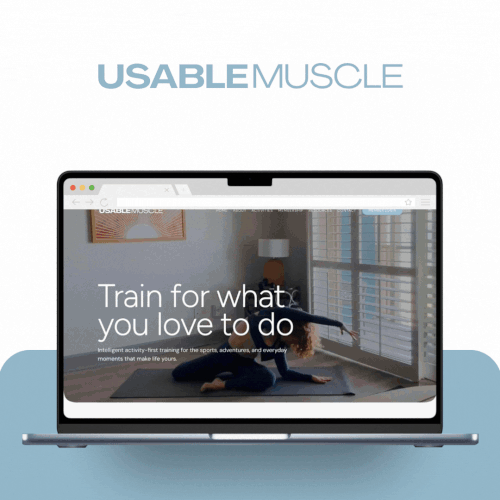 Design with the title 'Usable Muscle Website'